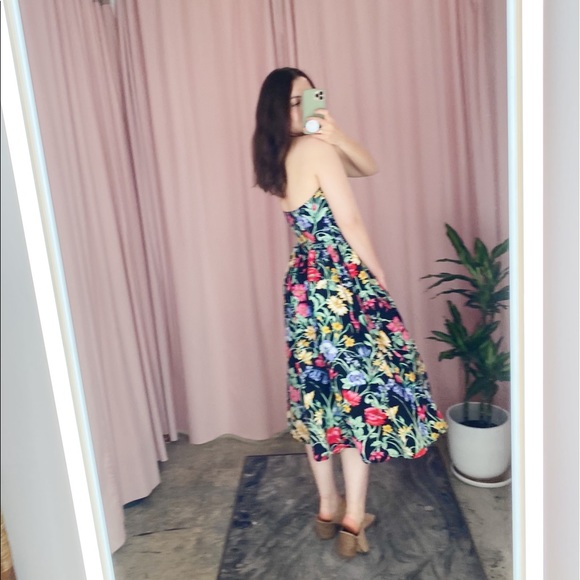 Vintage 80s 90s Floral Halter Midi Dress 6 - Picture 12 of 16